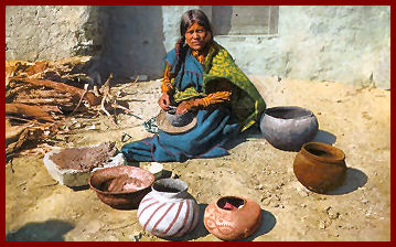 Hopi Woman Making Pottery on the Mesa